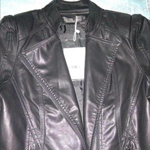 Leather Ladies Jacket coat black XL